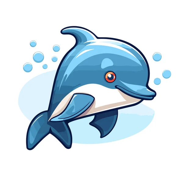 Мультяшний Дельфін Плаває Воді — стоковий вектор
