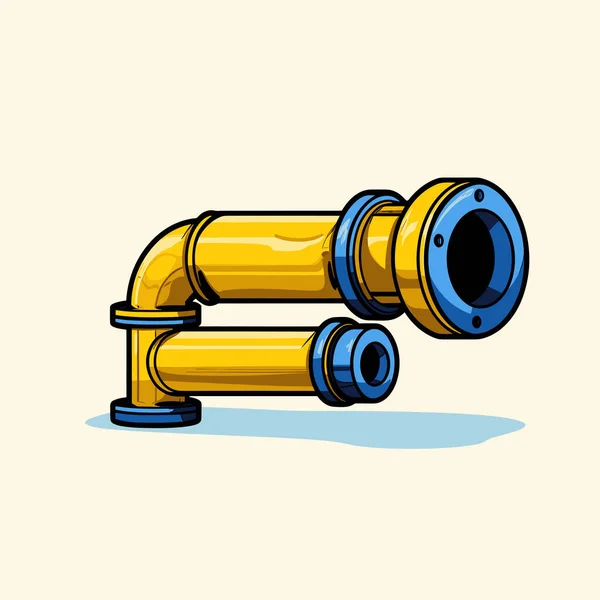 Una Caricatura Tubo Amarillo Tubo Azul — Vector de stock