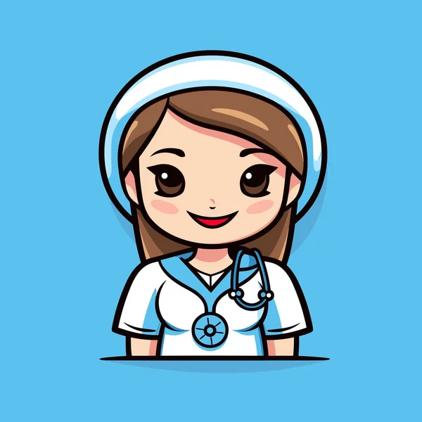 Una Enfermera Dibujos Animados Con Estetoscopio Cabeza — Vector de stock