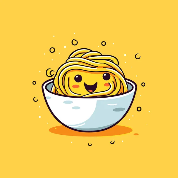 Skål Spaghetti Med Ett Leende Ansikte — Stock vektor