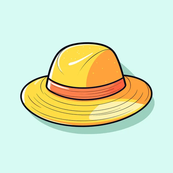 Ένα Κίτρινο Καπέλο Μπλε Φόντο — Διανυσματικό Αρχείο