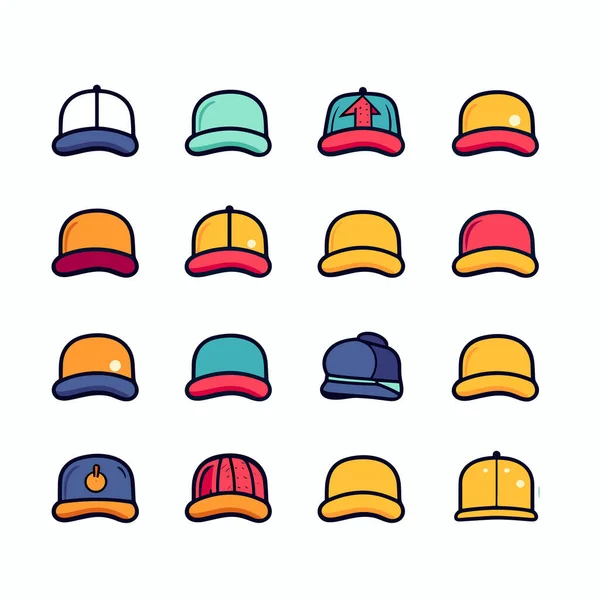 Bunch Hats White Background — Stock Vector