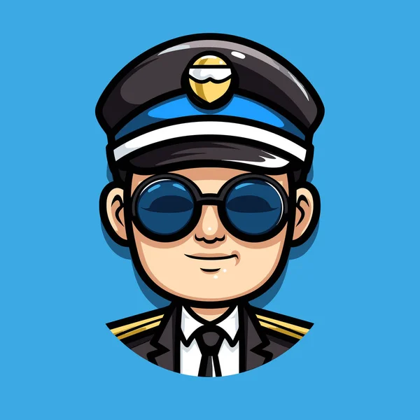 Ένας Άντρας Καπέλο Πιλότου Και Γυαλιά Ηλίου — Διανυσματικό Αρχείο