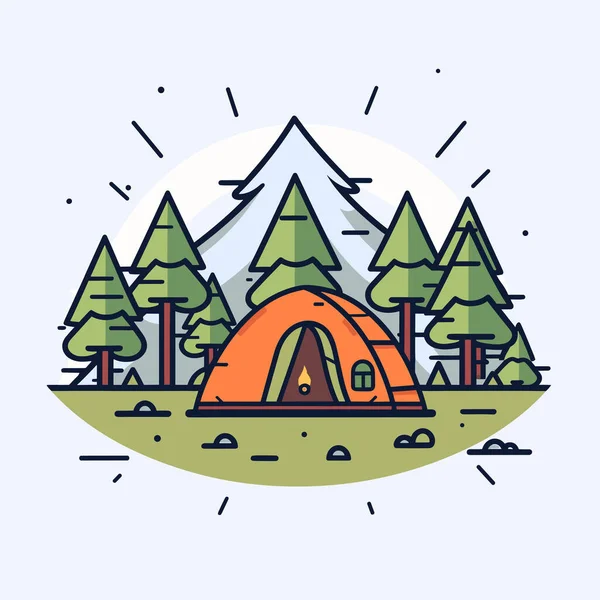 Ein Zelt Inmitten Eines Waldes — Stockvektor