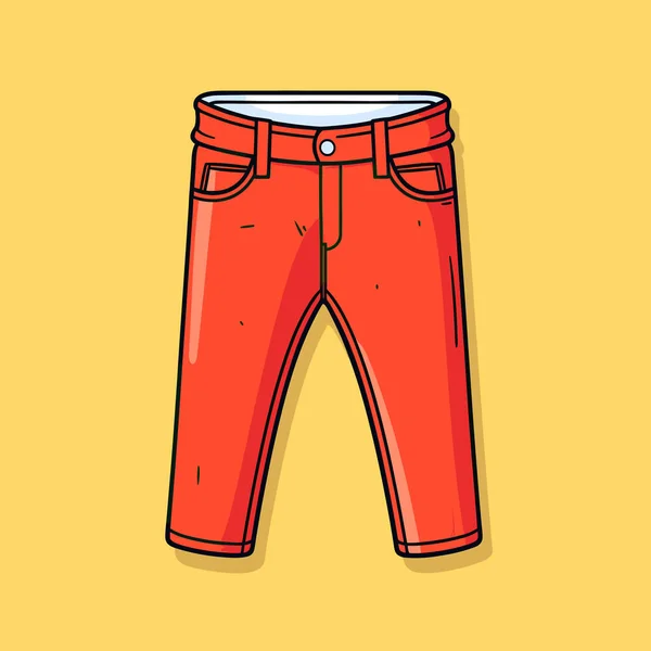 Par Pantalones Rojos Sobre Fondo Amarillo — Vector de stock
