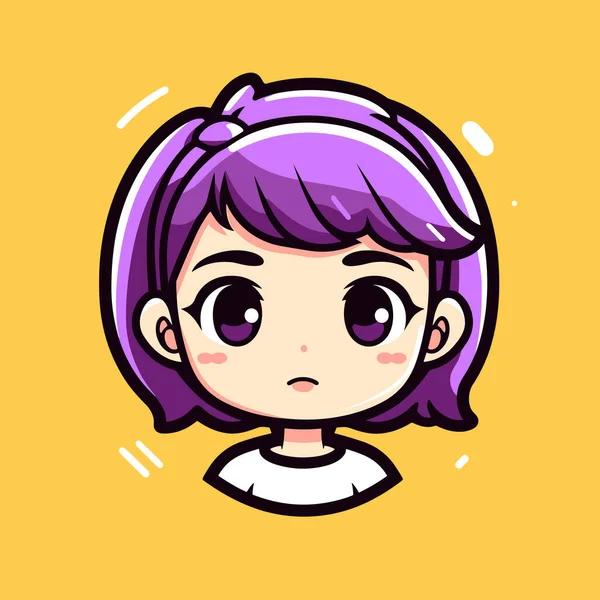一个有着紫色头发和白衬衫的女孩 — 图库矢量图片