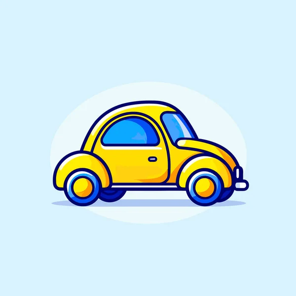 Mavi Arka Planda Mavi Kapaklı Sarı Bir Araba — Stok Vektör