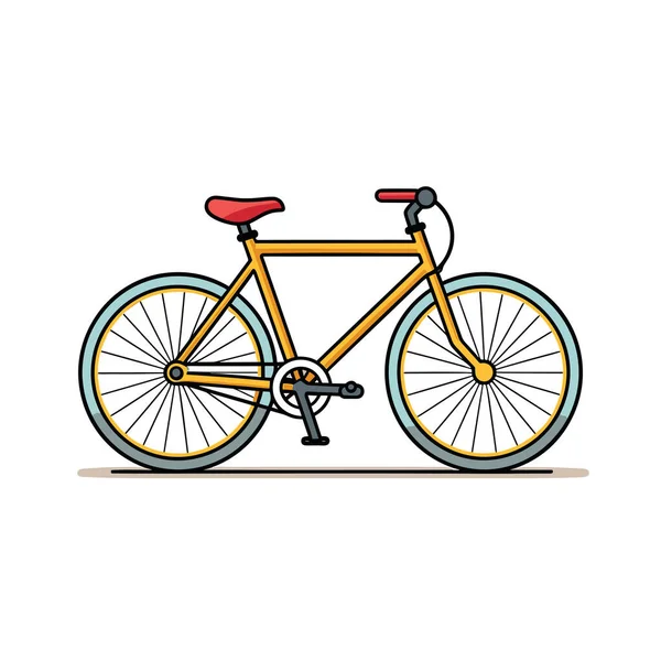 Bicicleta Amarela Com Assento Vermelho Sobre Fundo Branco — Vetor de Stock