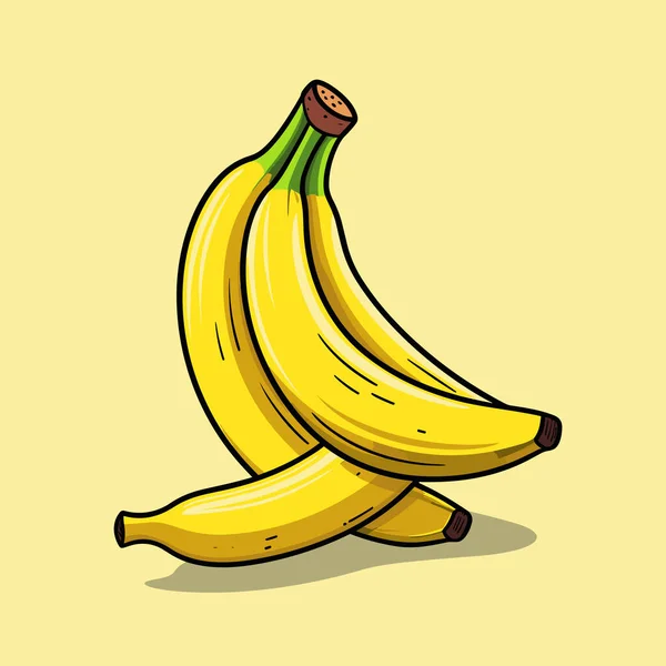 Desenho Ramo Bananas Fundo Amarelo — Vetor de Stock