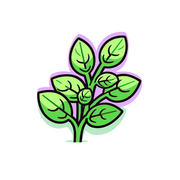 白い背景に葉を持つ緑の植物 — ストックベクタ