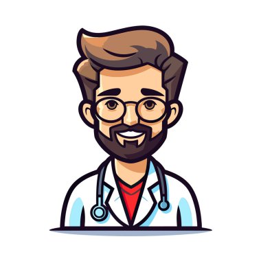 Gözlüklü ve sakallı bir adam laboratuvar önlüğü giyiyor.