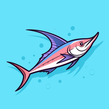 Yüzünde gülümseme olan bir çizgi film balığı.