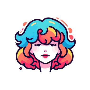 Renkli saçlı bir kadın yüzü.