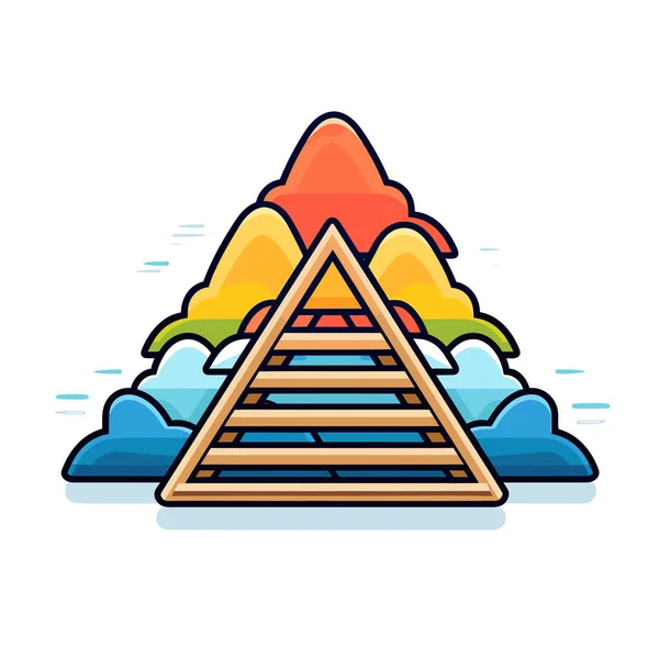 有云彩和彩虹背景的金字塔 — 图库矢量图片