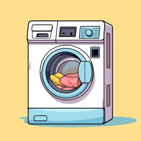 Desenho Animado Uma Máquina Lavar Roupa Com Frango Dentro —  Vetores de Stock