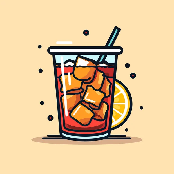 Drink Orange Slices Straw — Stock Vector