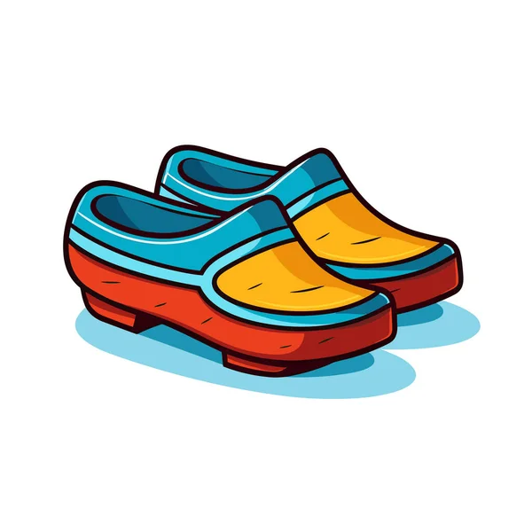 Een Paar Blauwe Gele Schoenen Een Witte Achtergrond — Stockvector