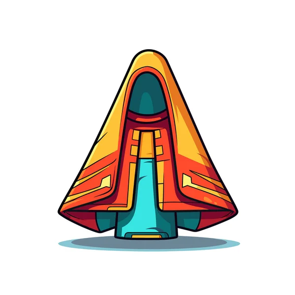 Een Cartoon Ruimteschip Met Een Raket Erop — Stockvector