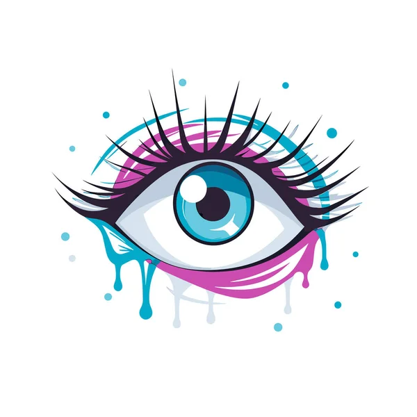 Blue Eye Purple Blue Splatters — Stock Vector