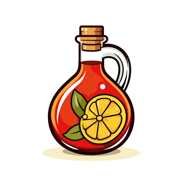 Скляна Пляшка Лимоном Всередині Неї — стоковий вектор