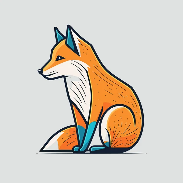Μια Αλεπού Καρτούν Κάθεται Στο Έδαφος — Διανυσματικό Αρχείο