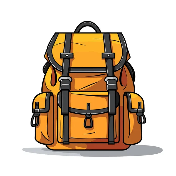 Yellow Backpack Black Straps — Stock Vector