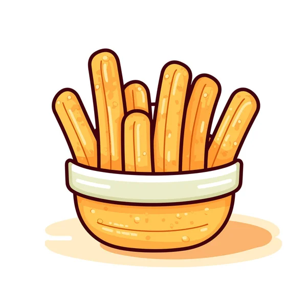 Bowl French Fries White Background — Stock Vector