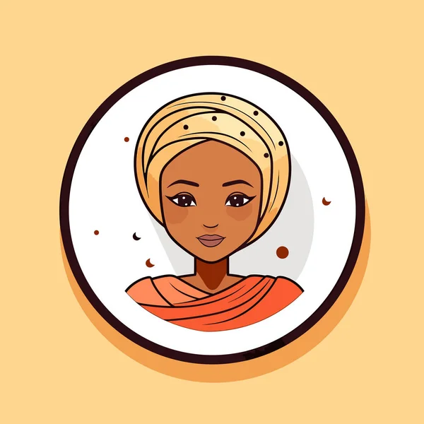 Une Femme Avec Turban Sur Tête — Image vectorielle