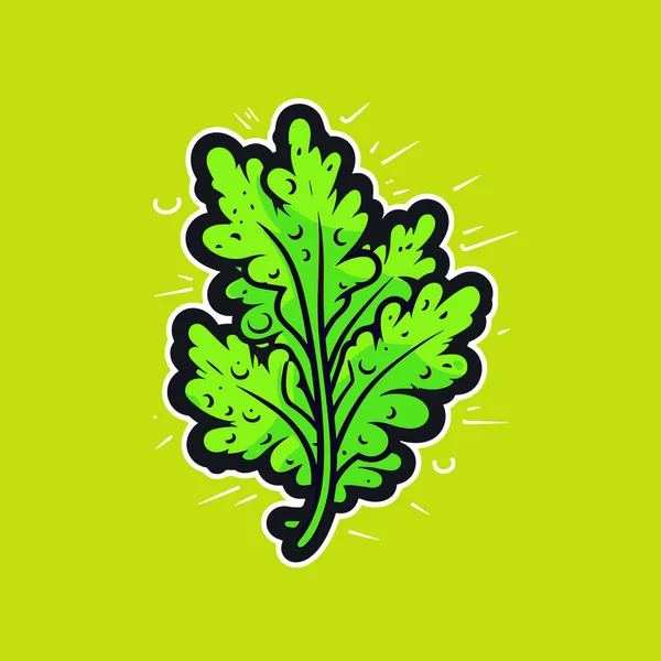 Eine Grüne Blattpflanze Auf Gelbem Hintergrund — Stockvektor