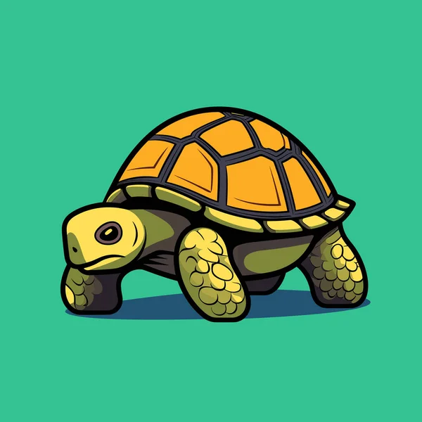 Карикатурная Черепаха Зеленом Фоне — стоковый вектор
