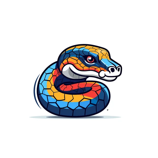白い背景にカラフルなヘビのロゴ — ストックベクタ