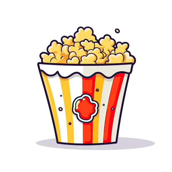 Secchio Popcorn Pieno Popcorn — Vettoriale Stock