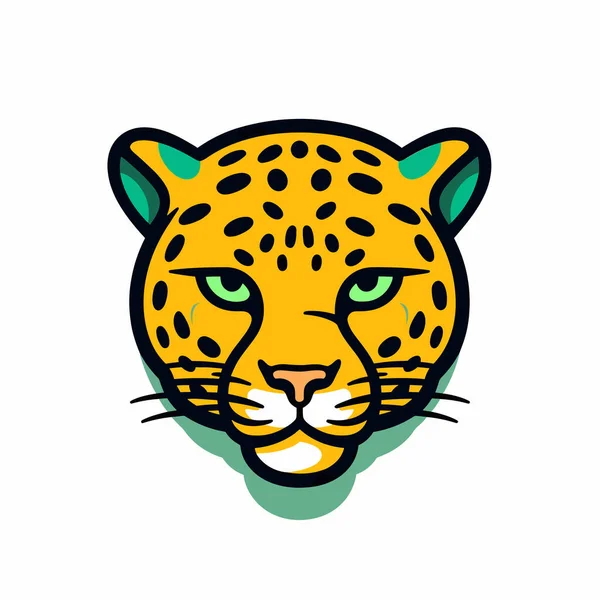 Rosto Leopardos Com Olhos Verdes — Vetor de Stock
