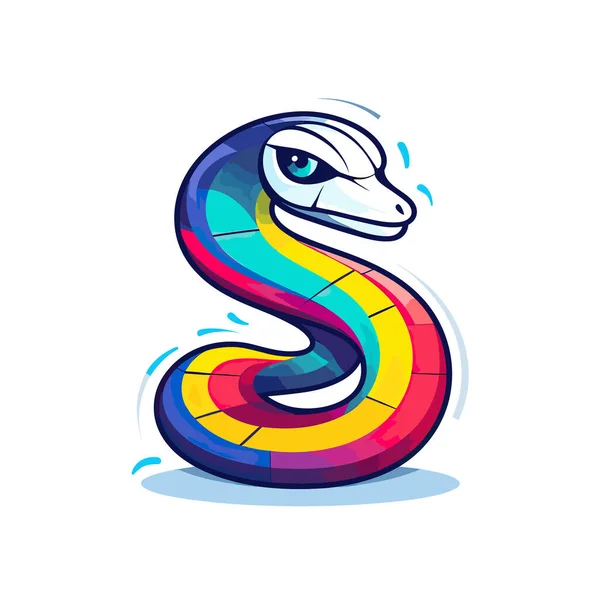 Kolorowy Wąż Wielkim Uśmiechem Twarzy — Wektor stockowy