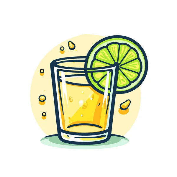 Ein Glas Limonade Mit Einer Scheibe Limette — Stockvektor