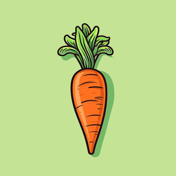 Рисунок Моркови Зеленом Фоне — стоковый вектор