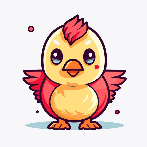 Cartoon Chicken Red Mohawk Its Head — Stock Vector