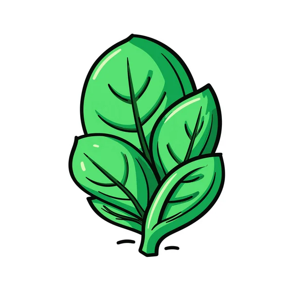 Grön Bladväxt Vit Bakgrund — Stock vektor