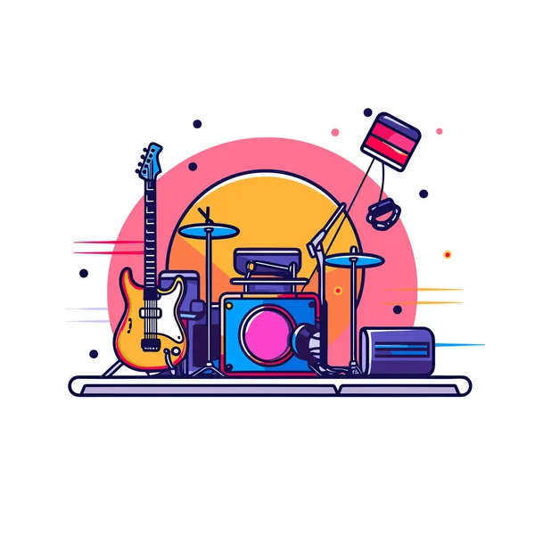 Guitar Drums Other Musical Instruments — Stock Vector