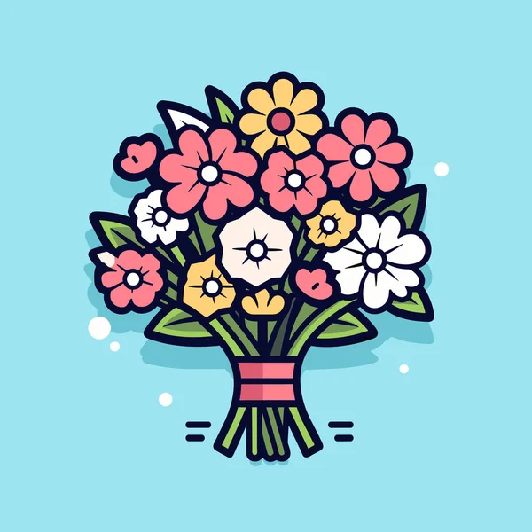 Bir buket çiçek mavi bir arka plan üzerinde