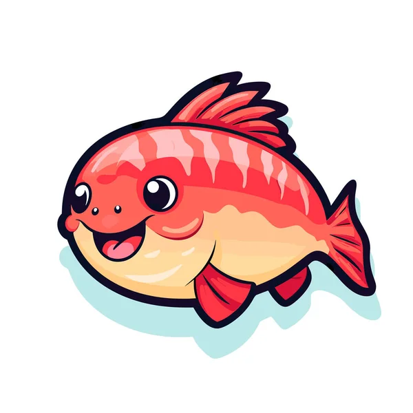 Ein Roter Fisch Mit Einem Breiten Lächeln Gesicht — Stockvektor