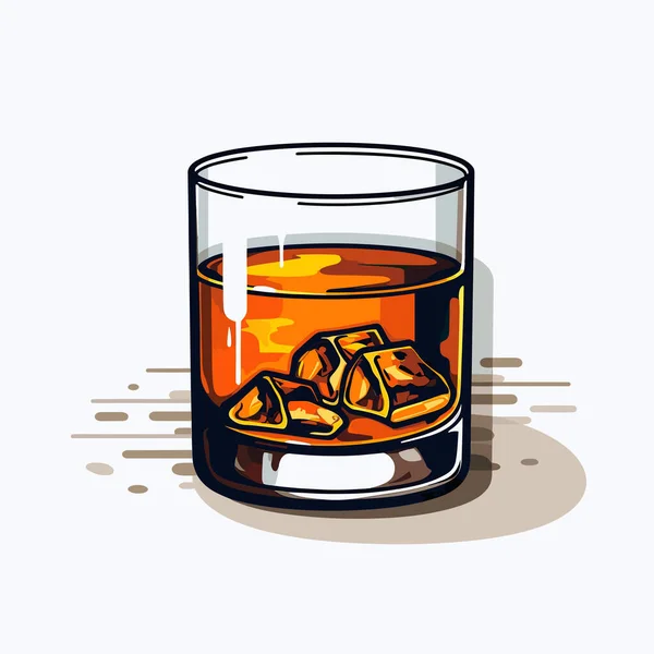 Glass Whiskey Ice Cubes — Stock Vector