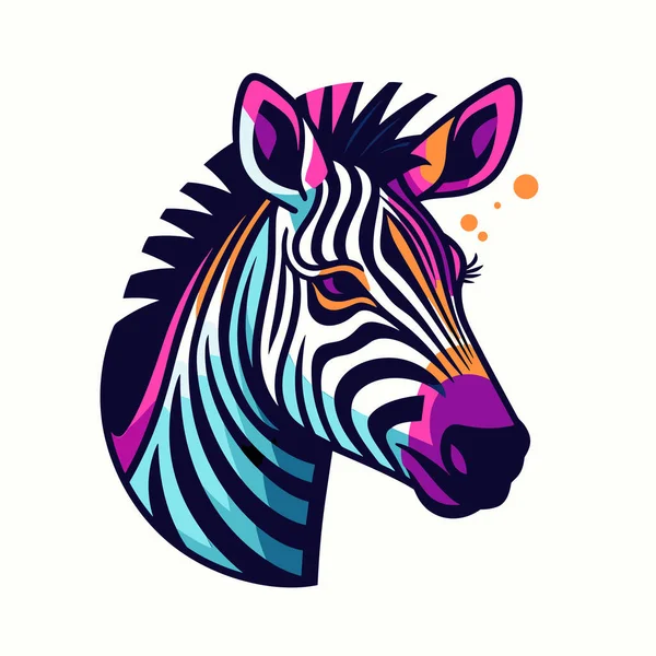 Ein Zebrakopf Mit Bunten Streifen Drauf — Stockvektor