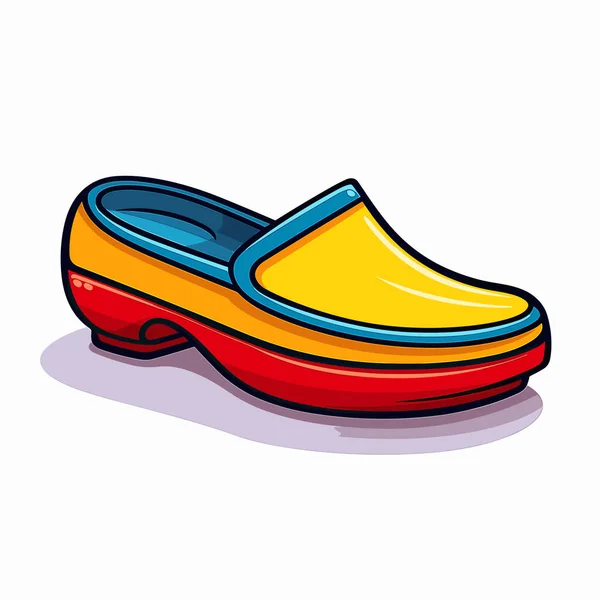 Pair Yellow Red Clogs Sitting Top Each Other — Stock Vector