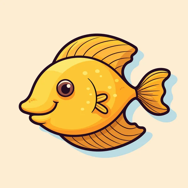 Žlutá Ryba Velkýma Očima Bílém Pozadí — Stockový vektor
