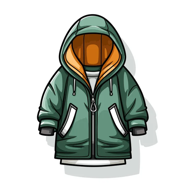 Green Jacket Hood — Stock Vector