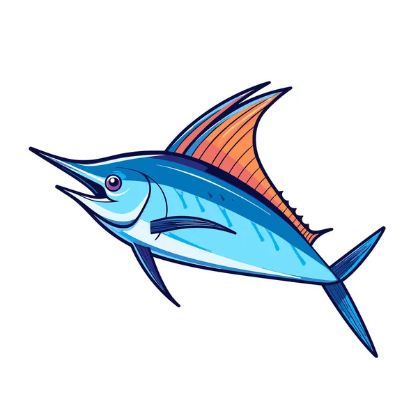 Blue Orange Fish White Background — Stock Vector