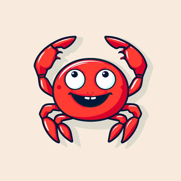 Eine Karikatur Krabbe Mit Einem Glücklichen Gesicht — Stockvektor