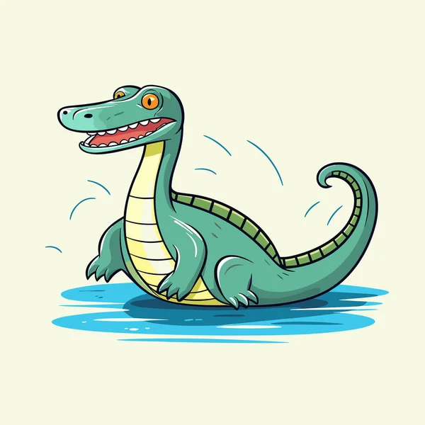 Ein Cartoon Alligator Sitzt Wasser — Stockvektor