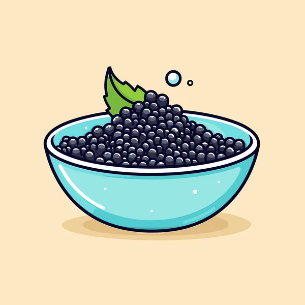 Blue Bowl Filled Blackberries Top Table — Stock Vector